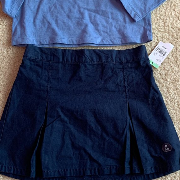 GIRLS - sz 4 TOUGHSKIN 2pc outfit set mix & match pleated skirt with shirt, blue - Picture 3 of 8